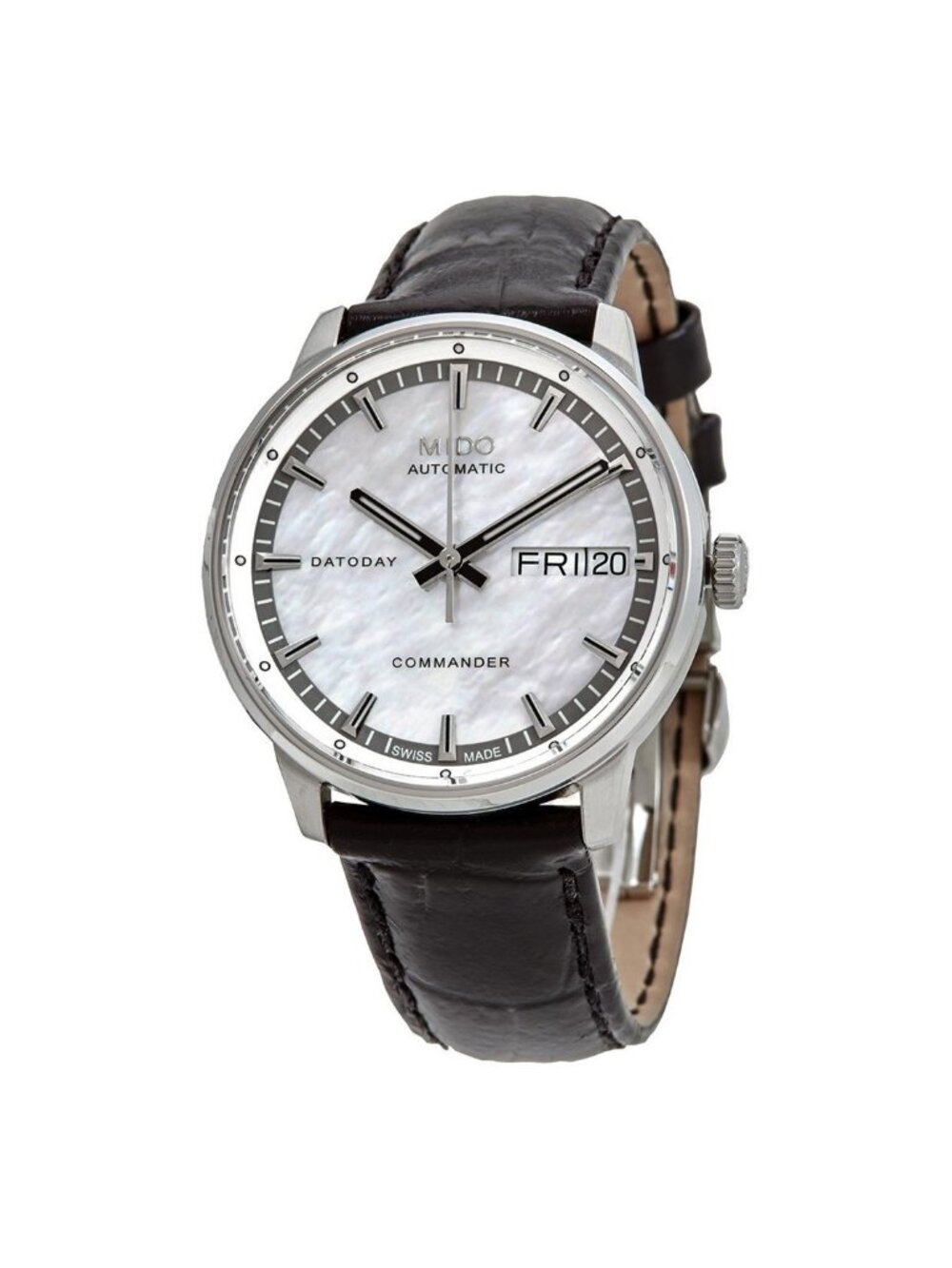 NWT Mido Commander II Automatic White Mother of Pearl Dial Ladies Watch M016.230